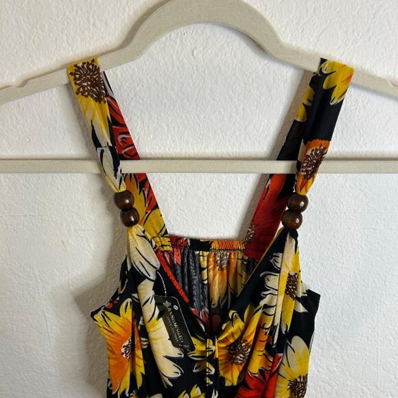 Jin Se Ming Xia Floral Print Maxi Halter Dress with Bead Details Sz XL NWT - Picture 8 of 11